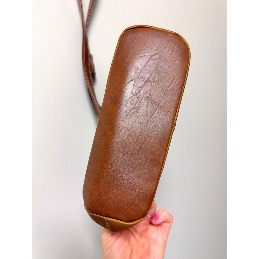 Tignanello Leather Crossbody Bag Brown Small Hobo Shoulder Purse RFID Brass Logo - Picture 11 of 16
